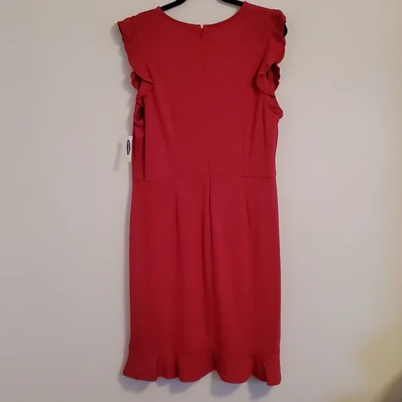 👗Old Navy Sleeveless Ruffle-Trim Sheath Dress for Women Pink Tangiers NWT👗 - Picture 6 of 8